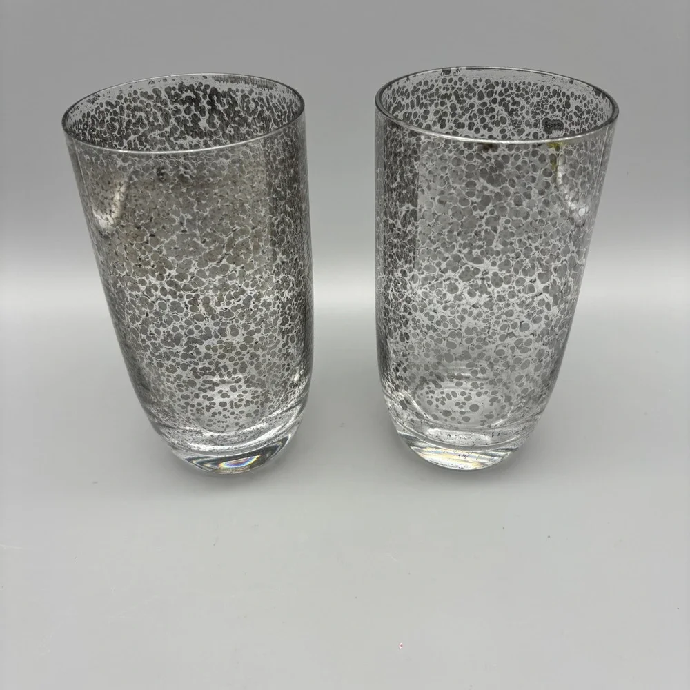 Kim Seybert Crackle‎ Tumblers In Silver Set of 2